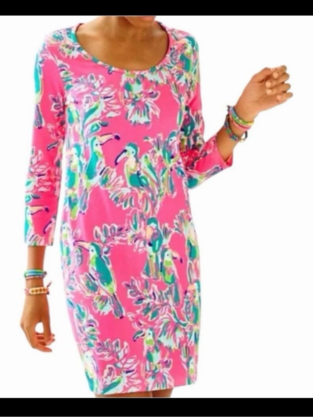 Lilly Pulitzer Dress Dragonfruit Toucan print EUC medium